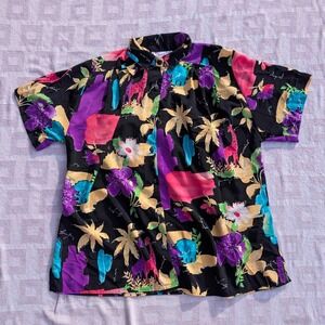 A Personal Touch Mens Abstract Jungle Safari Print Button Up Shirt Size 2X